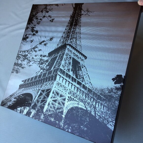 Eiffel Tower Wall Art Hanging Canvas Print Sepia Tone Glossy Paris France Decor - Picture 4 of 12